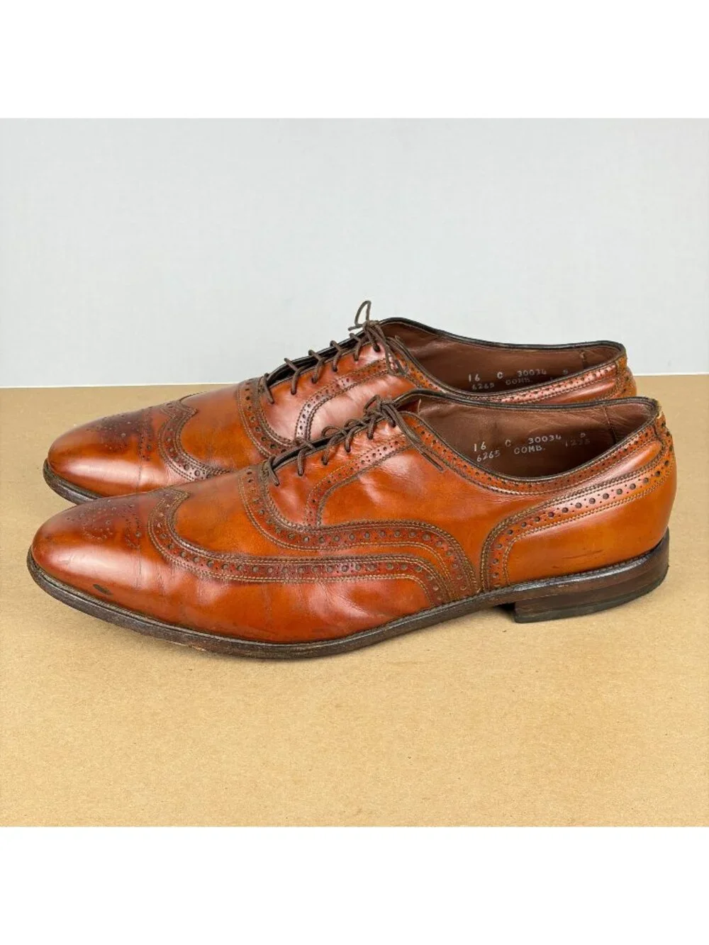 Allen Edmonds McAllister Wingtip Oxford Dress Shoes Mens 16 Brown Leather